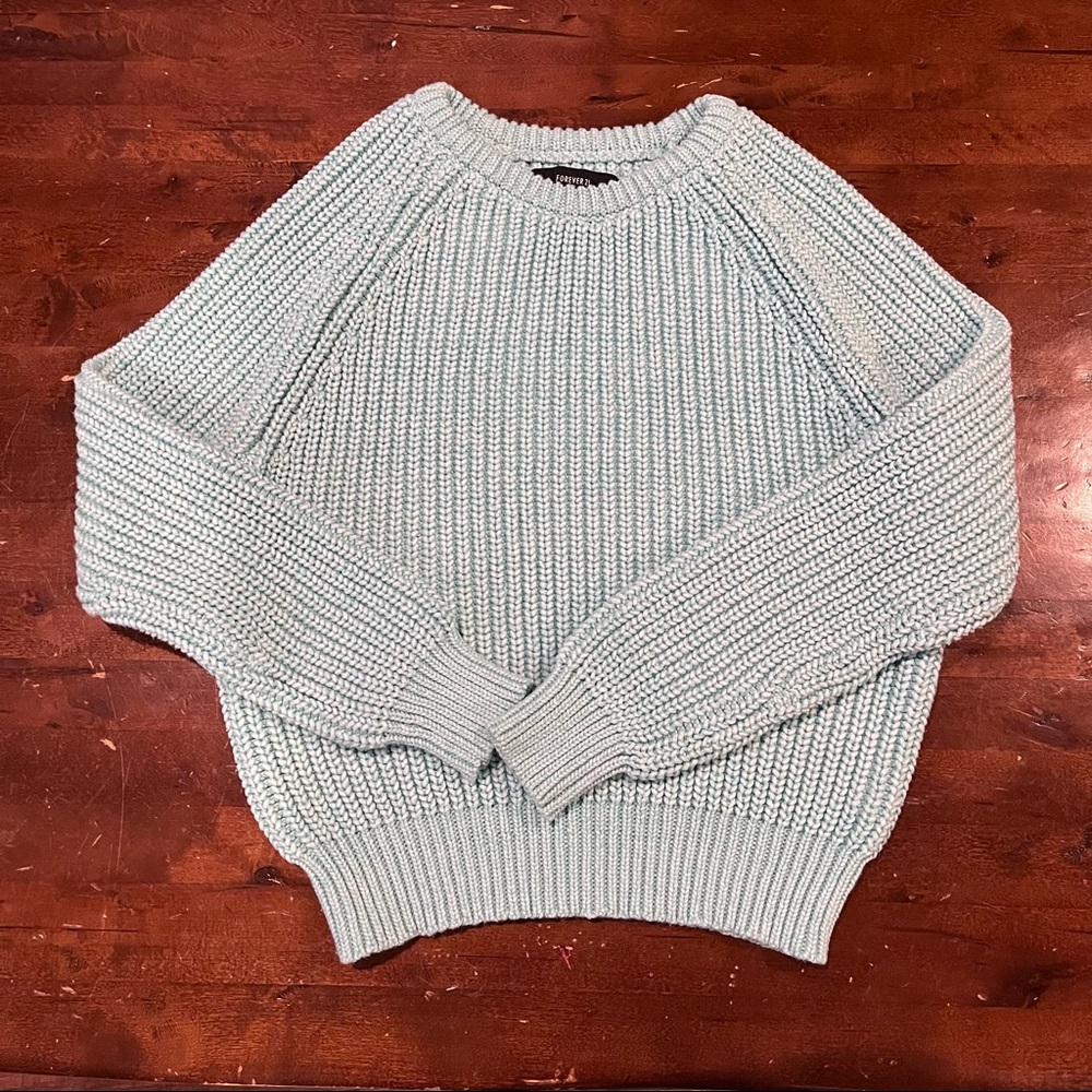 ♥️ Forever 21 Chunky Knitted Sweater Light Teal Size‎ Small